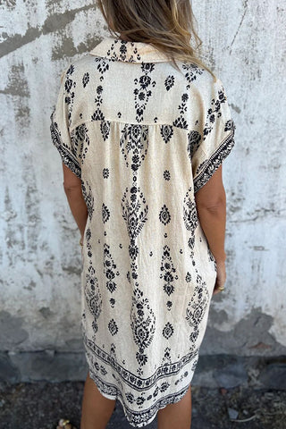 Printed Button-Front Casual Dress