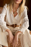 Patterned Button-Front Blouse