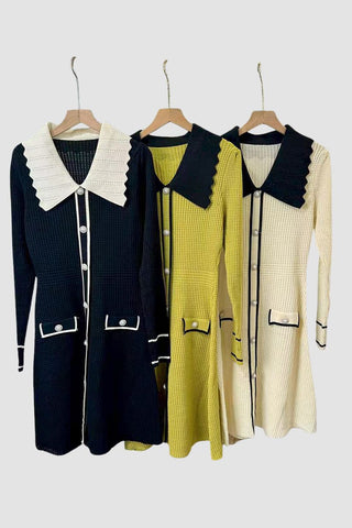 Buttoned Casual Textured Dress