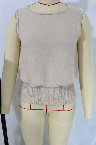 Sleeveless Smocked Hem Tank Top