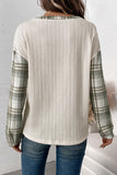 Casual Buttoned T-Shirt with Plaid Accents