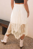 Asymmetric Mesh Midi Skirt