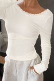 Scallop-Trim Open-Back Blouse