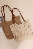 Woven Tote Bag with Leather Handles