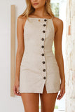 Button-Detail Mini Sundress