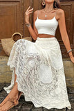 Lace Detail Maxi Skirt with Crochet Design