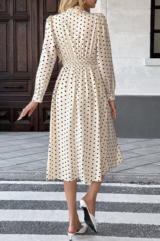 Polka Dot Bow-Tie Midi Dress