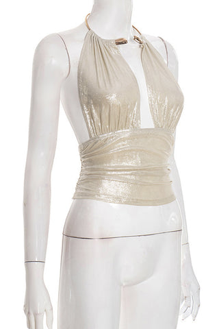 Elegant Draped Halter Tank Top