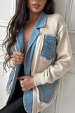 Distressed Pocket Cardigan with Denim Trim