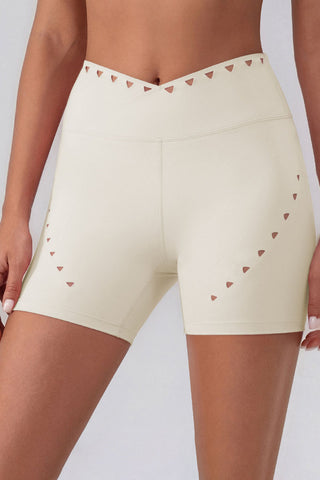 High-Waisted Laser Cut Casual Shorts