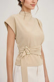 Belted High-Neck T-Shirt