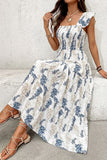 Floral Ruffle-Sleeve Maxi Dress