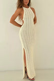 Open-Back Crochet Beach Dress