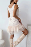 Sleeveless Lace Hem Casual Dress