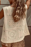 Button-Front Lace Tank Top