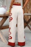 Wide-Leg Printed Casual Pants