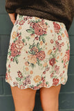 Button-Front Scalloped Trim Mini Skirt