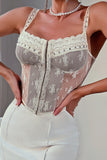 Lace Overlay Corset Tank Top