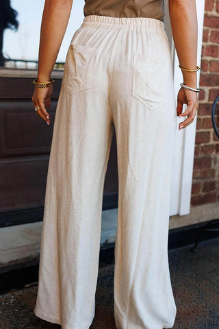Drawstring Wide-Leg Casual Pants