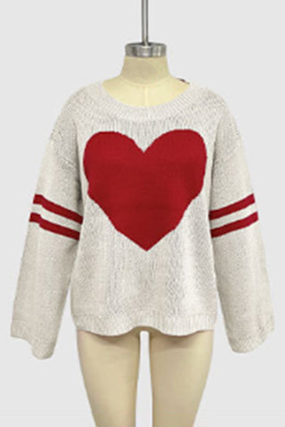 Heart Pattern Oversized Sweater