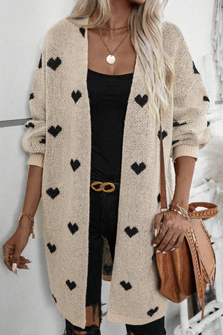 Heart Pattern Longline Cardigan