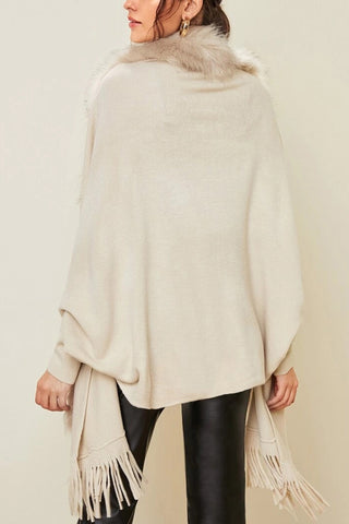 Fringed Shawl Collar Cardigan