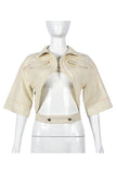Cropped Open Front Jacket with Buckle Detail