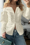 Off-Shoulder Lace-Up Blouse