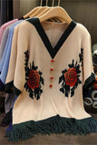 Button-Front Fringed T-Shirt