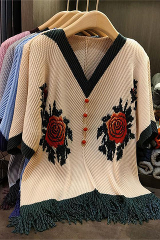 Button-Front Fringed T-Shirt