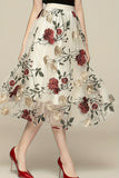 Floral Embroidered Midi Skirt