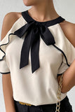 Chic Off-Shoulder Tie Neck Blouse
