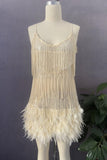 Fringe and Feathered Mini Dress