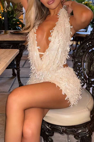 Fringe Halter Skirt Set