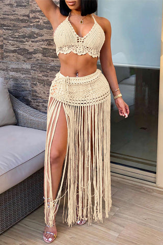 Crochet Fringe Skirt Set