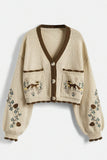 Fox Motif Cropped Cardigan