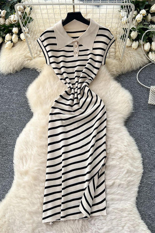 Striped Collared Casual Dress