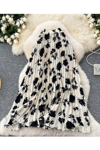 Floral Pleated Maxi Skirt