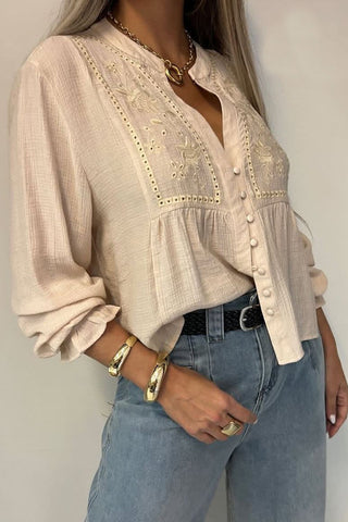 Floral Button-Front Blouse