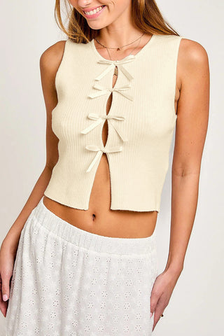Lace-Up Ribbed Tank Top