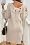 Bow-Back Knit Casual Dress