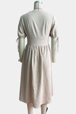 V-Neck Button Casual Dress