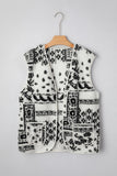 Sherpa Vest Jacket with Paisley Print