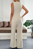 Chic Sleeveless Buttoned Pants Set