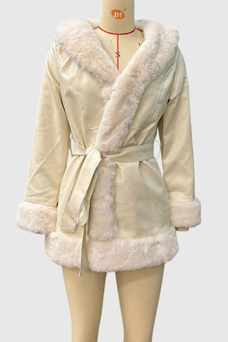 Fur-Trimmed Belted Jacket