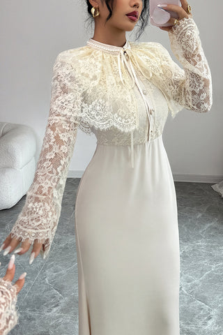 Elegant Lace Sleeve Maxi Dress