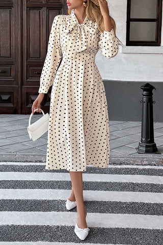 Polka Dot Tie-Front Casual Dress