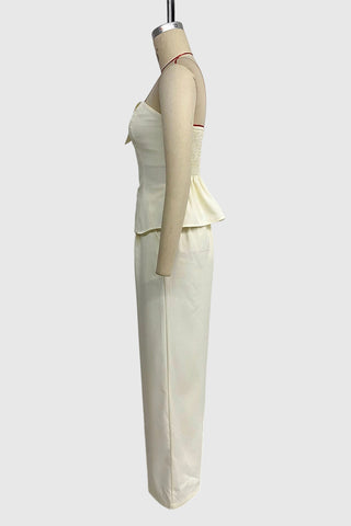 Strapless Button-Front Pants Set