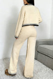 Stylish Cropped Knit Cardigan and Pants Set