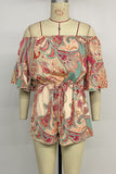Off-Shoulder Paisley Romper